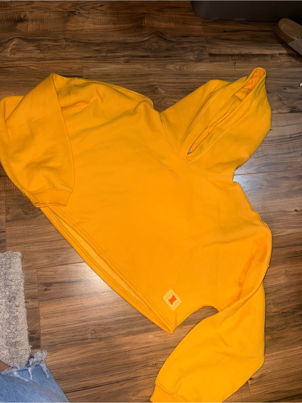 Savage X Fenty Mustard Yellow Cropped Hoodie Oversized Streetwear xl